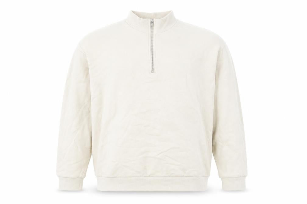 ASOS Men's Ivory Full Zip Sweatshirt M Mock Neck