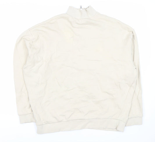 ASOS Men's Ivory Full Zip Sweatshirt M Mock Neck