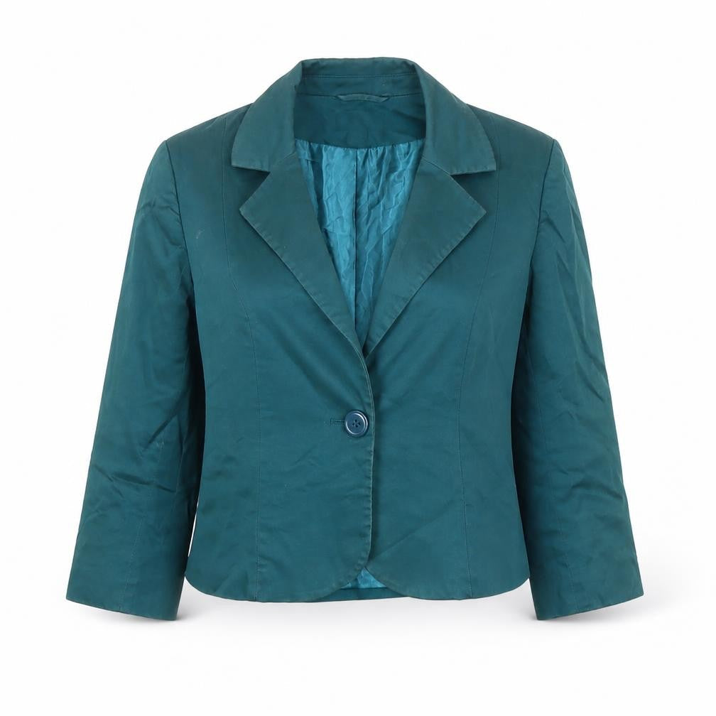 H&M Green Women's Blazer, Size 6, Classic Fit, Lined