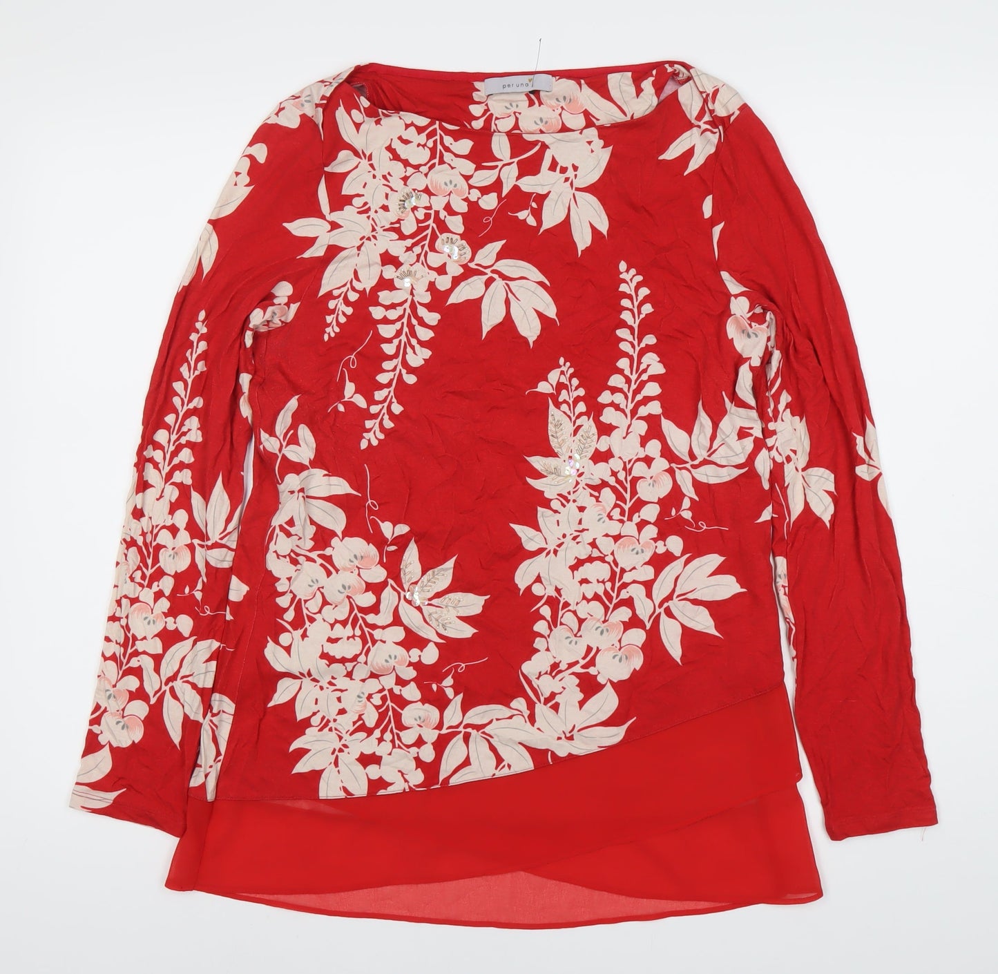 Marks and Spencer Women's Red Floral Blouse Size 12