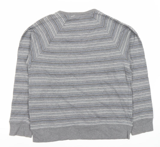 Next Men's Grey Striped Pullover Sweatshirt S