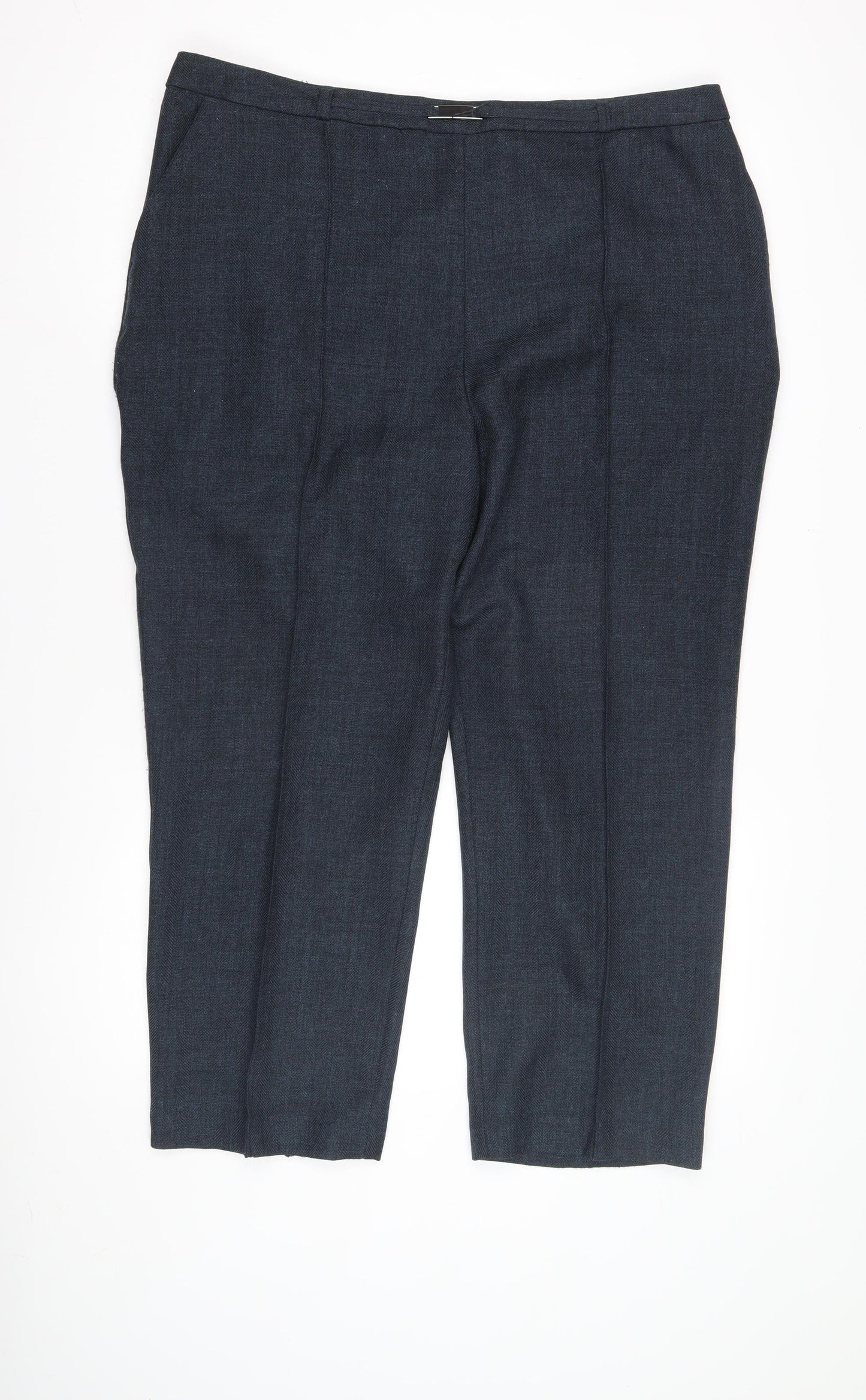 Honor Millburn Women's Blue Herringbone Trousers Size 20