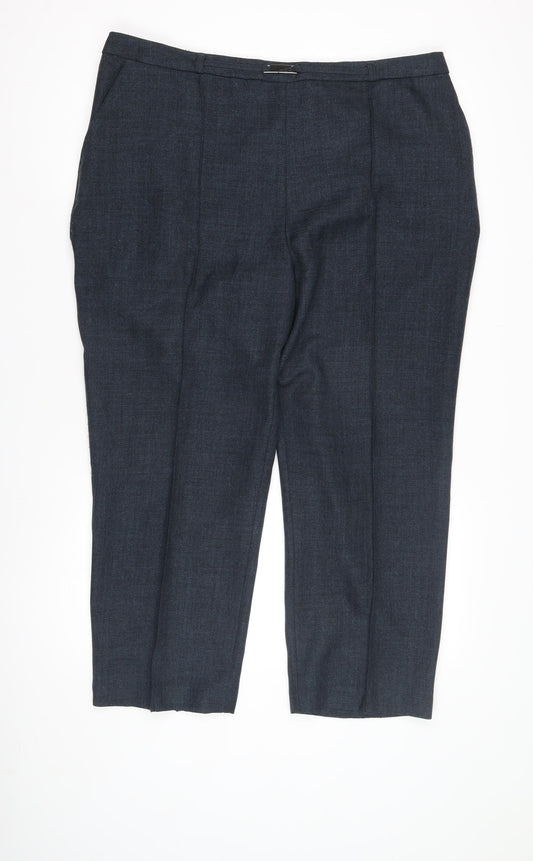 Honor Millburn Women's Blue Herringbone Trousers Size 20