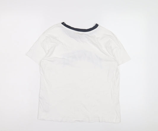 Pull & Bear White Ringer T-Shirt M Unisex Casual