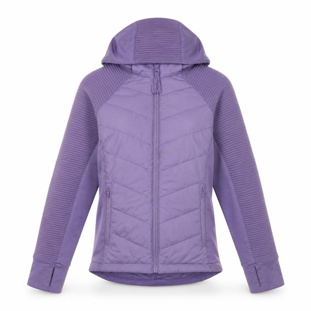 Front view of H&M girls’ purple full zip hoodie, size 12, lightweight & sporty
