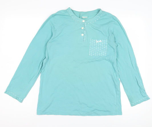 Damart Women's Blue Polka Dot Henley Night Shirt