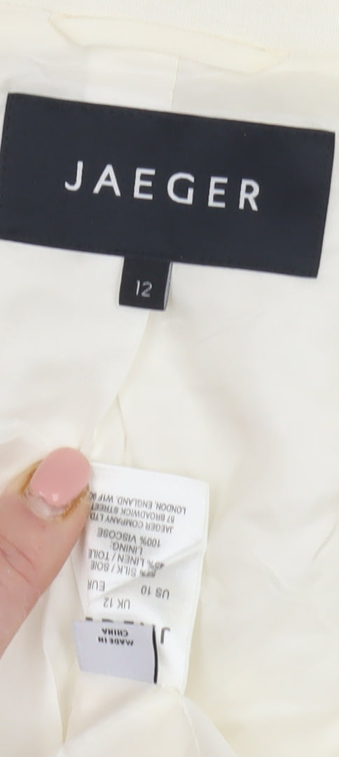 Jaeger Women's Ivory Linen Blazer Size 12 Casual