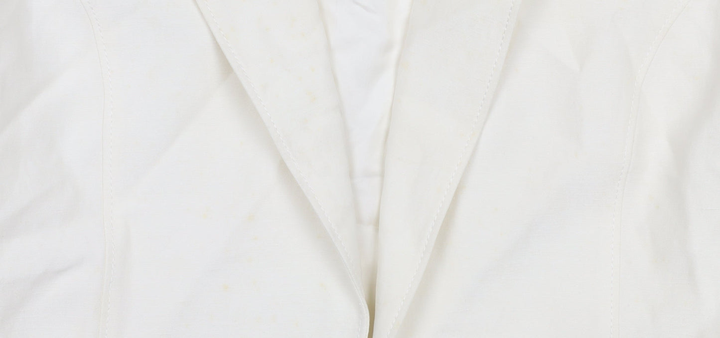 Jaeger Women's Ivory Linen Blazer Size 12 Casual