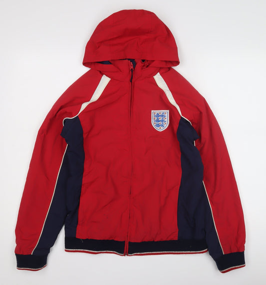 Marks and Spencer Boys Red Track Jacket 13-14Y Hooded Full Zip