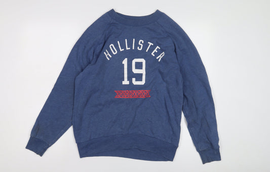 Hollister Blue Unisex XS T-Shirt with Long Raglan Sleeves