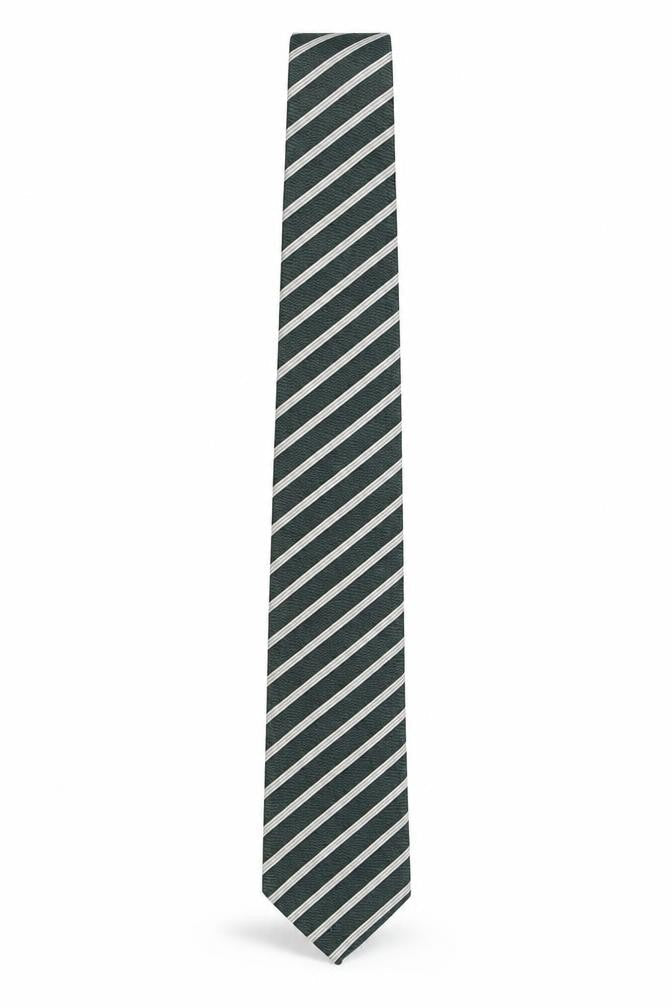 Marks and Spencer Men's Green Striped Silk Designer Tie
