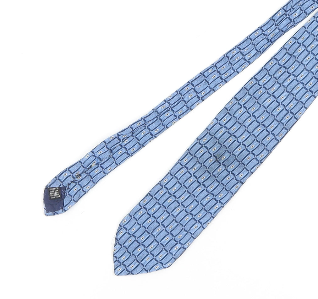 Baumler Men's Blue Silk Geometric Tie