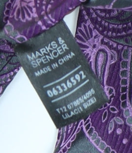 Marks and Spencer Purple Paisley Silk Tie for Men