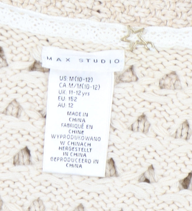 Max Studio Teens Beige Knit Vest - Size 12