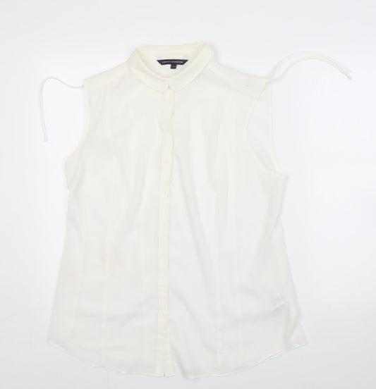 French Connection Women's White Button-Up Top Size 16