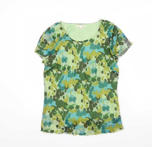 Anna Rose Women's Green Floral Chiffon Blouse Size 12