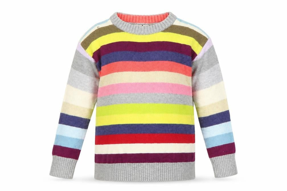 Marks and Spencer Girls Multicoloured Striped Pullover Jumper XS