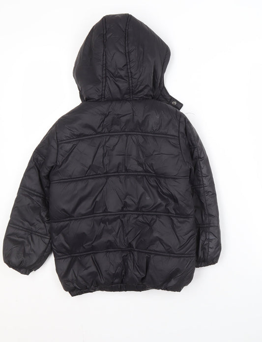 Firetrap Black Boys Puffer Jacket 4-5 Years - Hooded & Lined