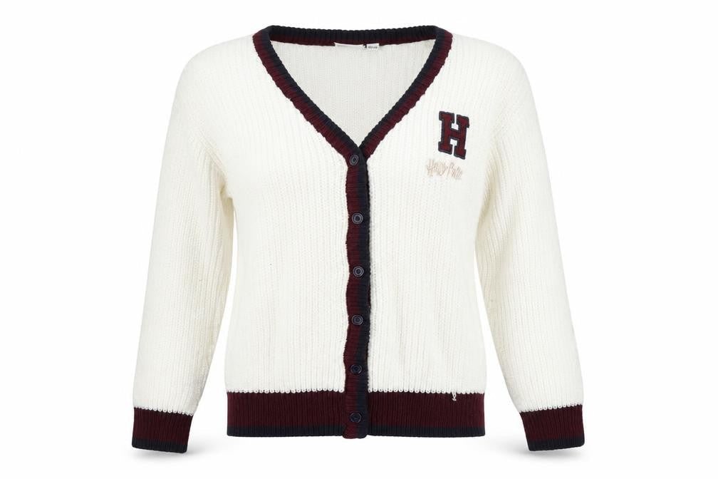 Harry Potter Girls White Cardigan, 12-13 Years, Embroidered V-Neck