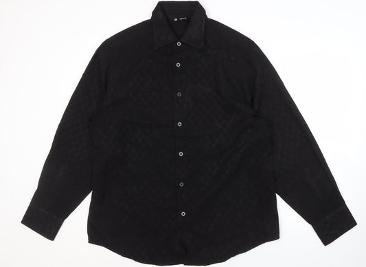 Vintage Men's XL Black Button-Up Shirt