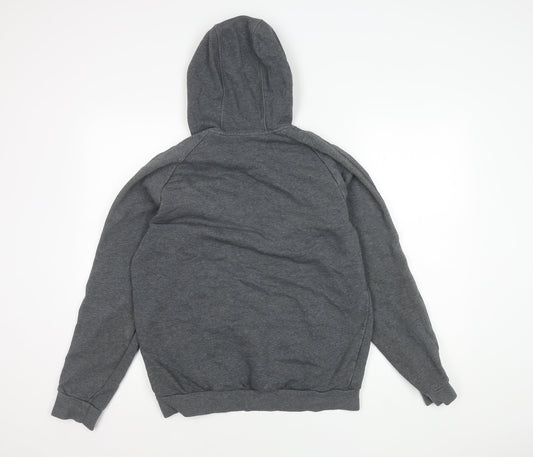 Adidas Men's Grey Pullover Hoodie, M, Logo Accent