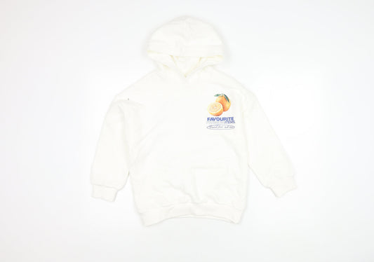 Marks and Spencer Boys White Graphic Print Hoodie 8-9 Years