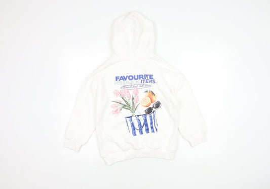 Marks and Spencer Boys White Graphic Print Hoodie 8-9 Years