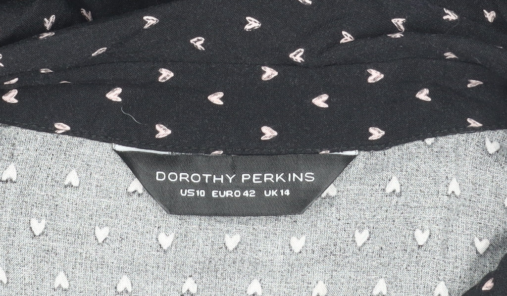 Dorothy Perkins Black Heart Print Blouse, UK 14, Women's Wear