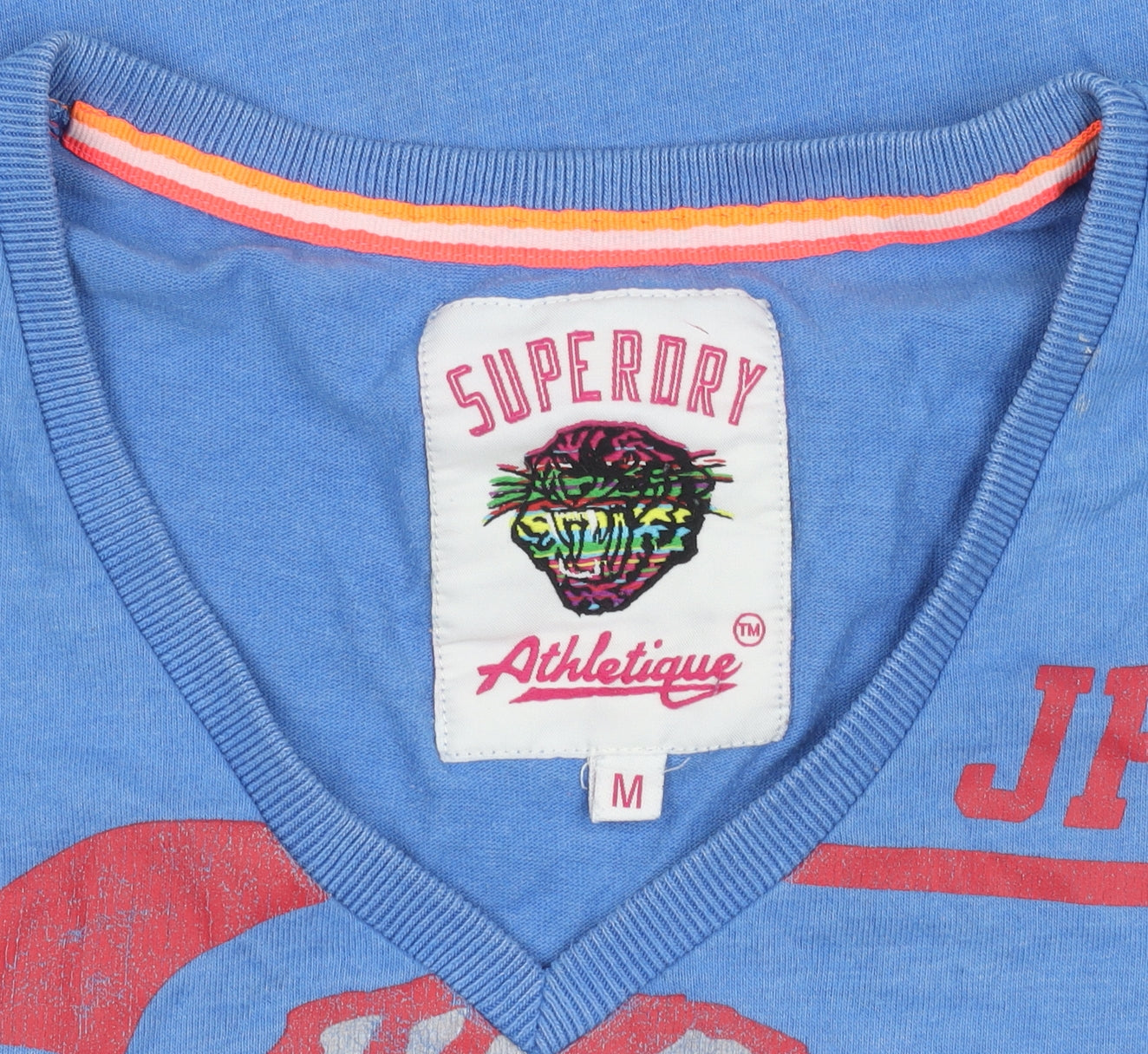 Superdry Women's Blue T-Shirt, M, V-Neck Sports Style