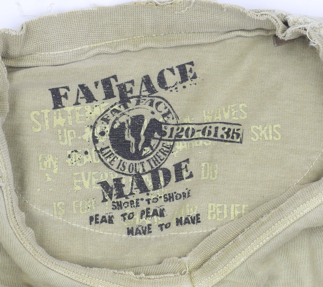 FatFace Men's Beige V-Neck Long Sleeve T-Shirt L