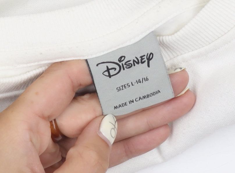 Disney Women's White Mickey Mouse Pullover Sweatshirt L