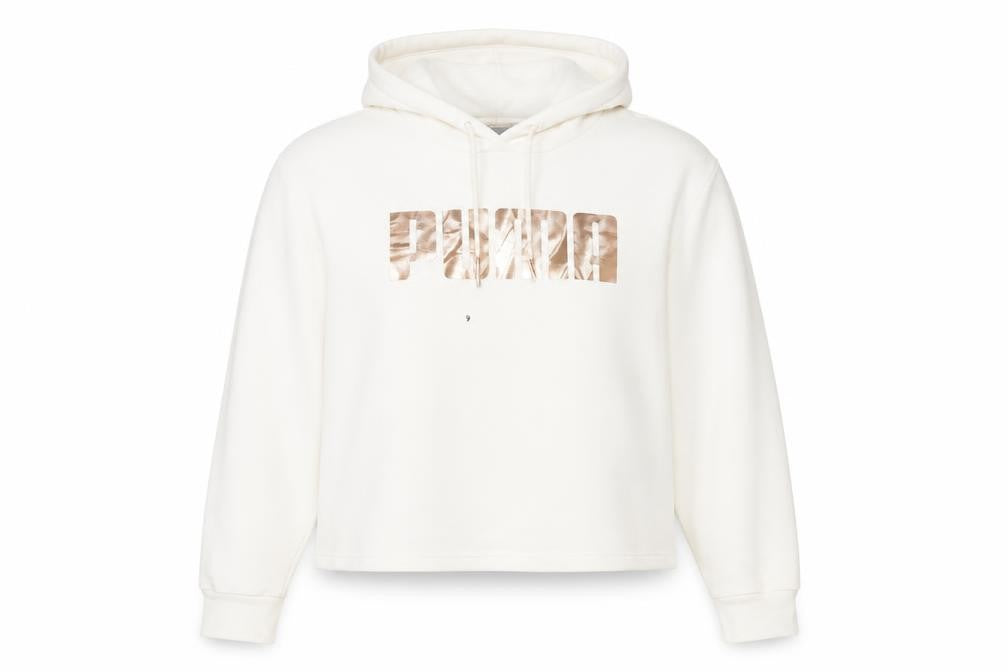 Womens UK L Regular PUMA White Pullover Hoodie
