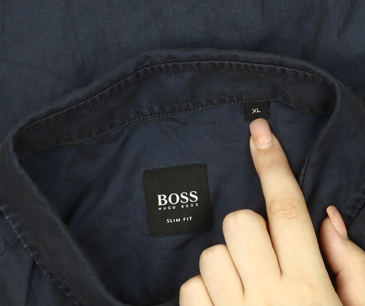 Hugo Boss Men's Blue Slim Fit XL Button-Up Shirt