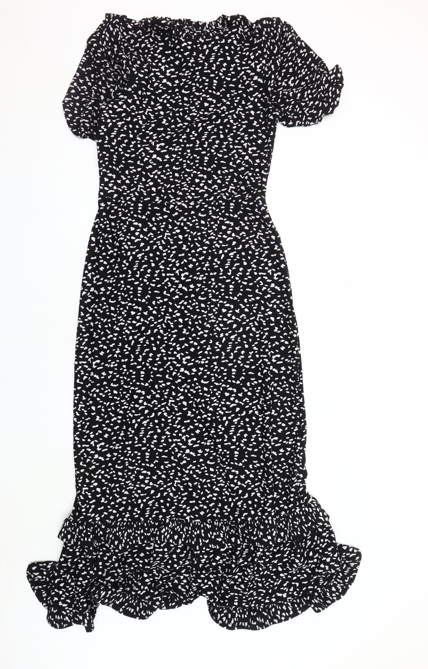Next Women's Black Animal Print Fit & Flare Dress Size 10 Tall