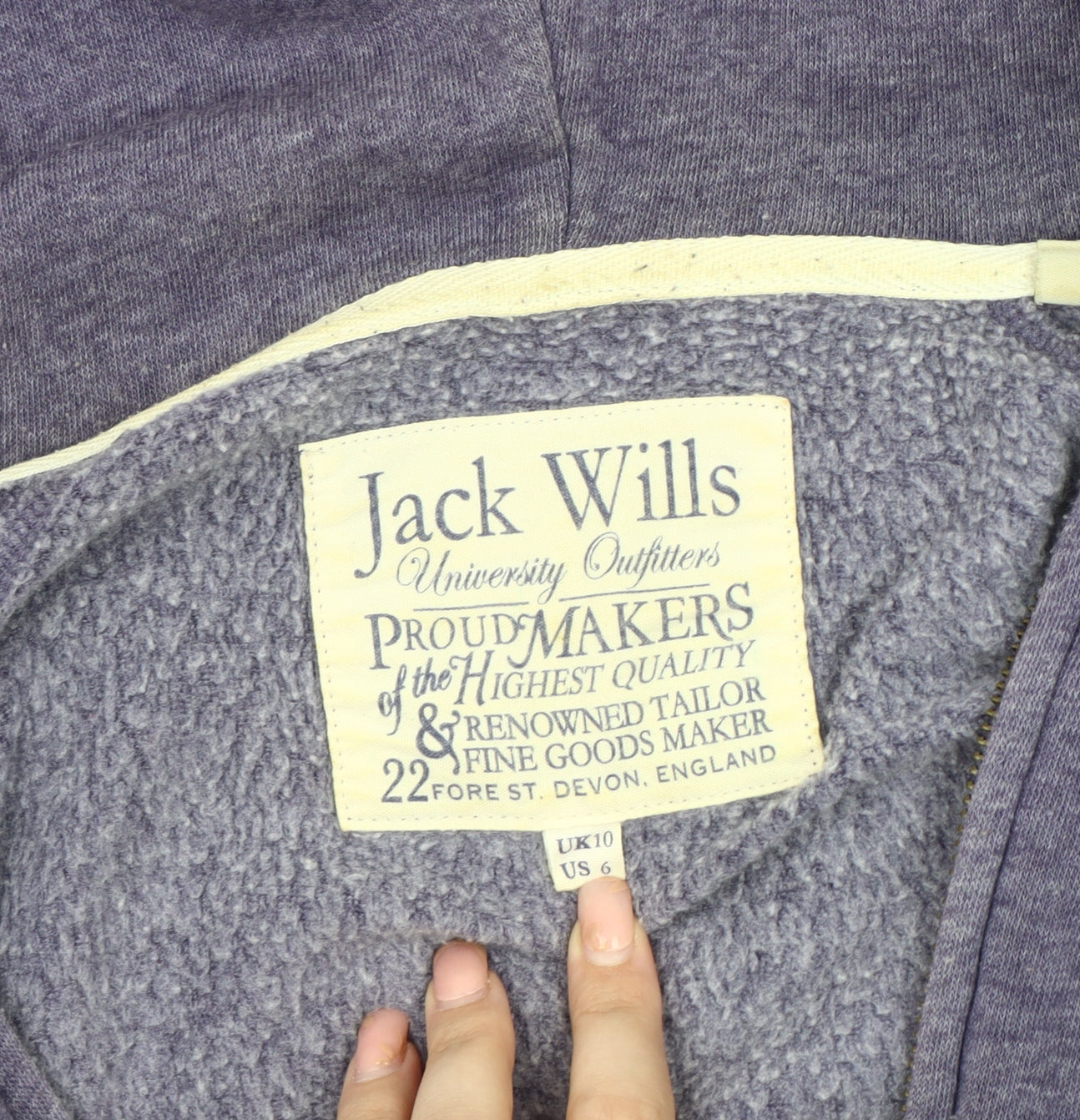 Jack Wills Women's Purple Hooded Jacket, Size 10
