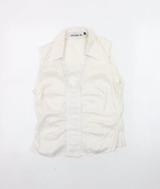Jota Mas Ge Ivory Blouse, Women, Size 4, Lace Accents