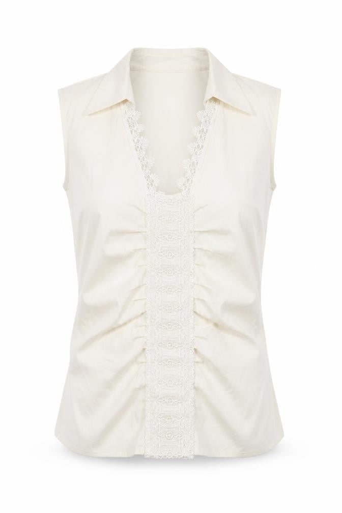 Womens UK Size 4 Jota Mas Ge Ivory Cotton Blend Blouse