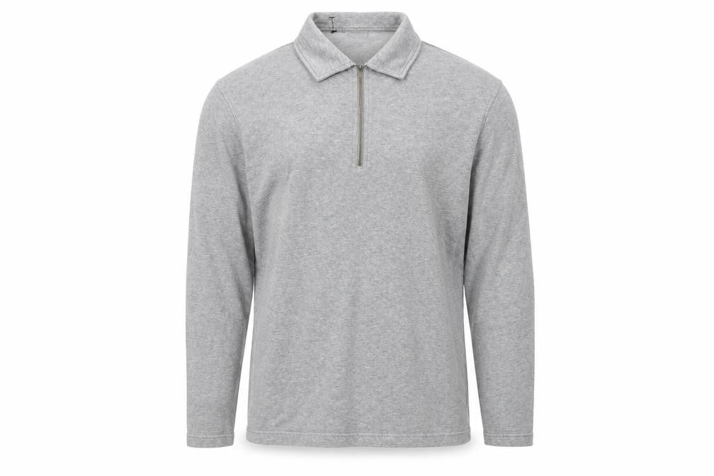 Marks and Spencer Men's Grey XL Collared 1/4 Zip Top