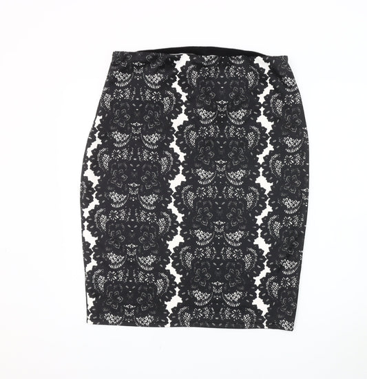 Izabel London Women's Black Floral Pencil Skirt Size 16