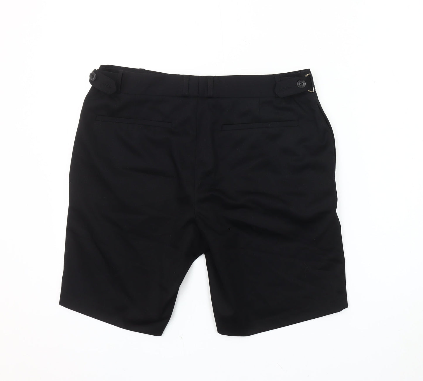 Topman Black Men's Shorts - Size 32, Button Closure