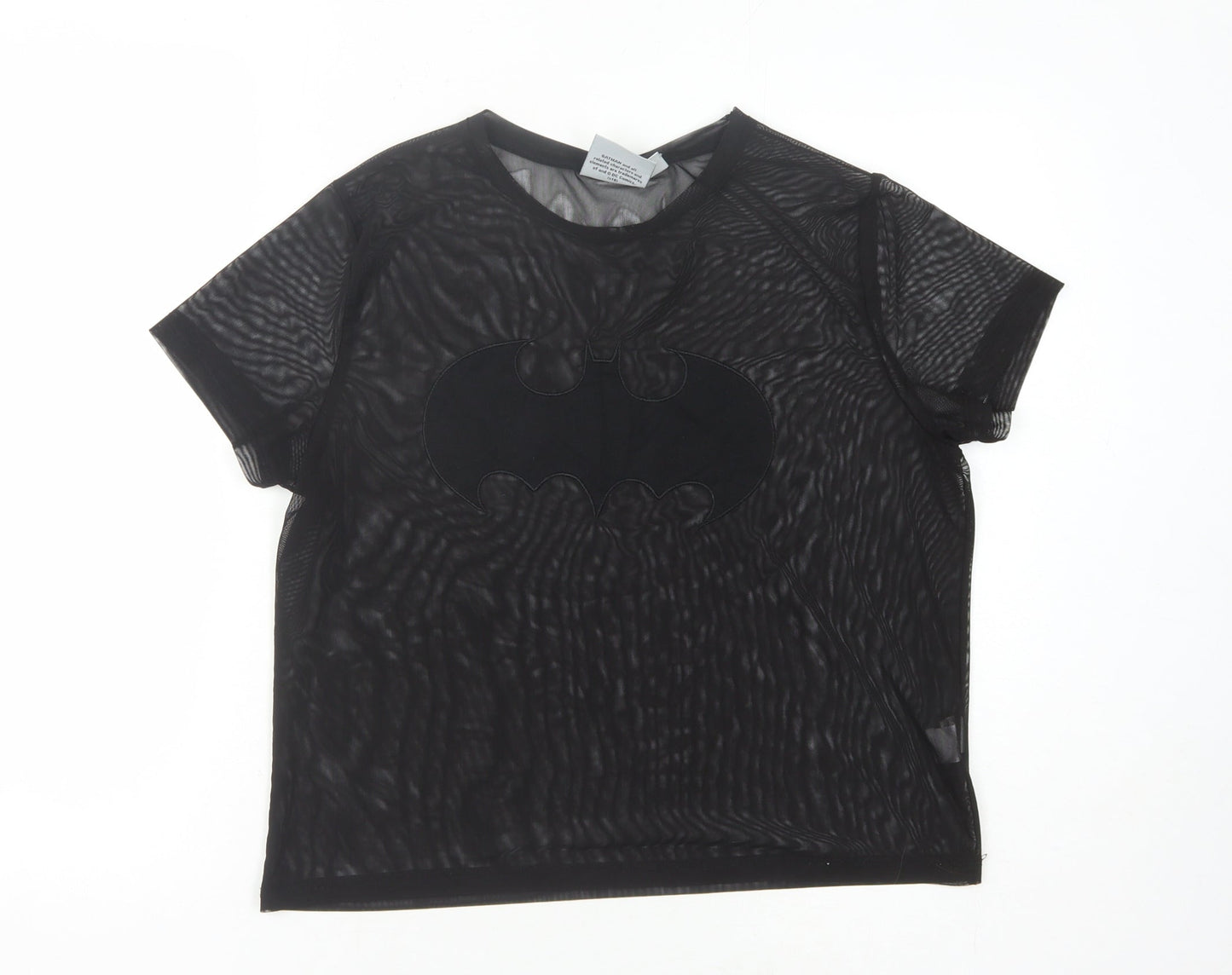 Batman Women's Black Mesh T-Shirt Size 10