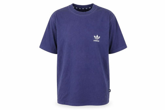 Front view of Adidas Men's Blue Crew Neck Logo T-Shirt