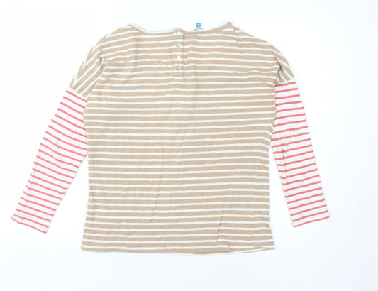White Stuff Women's Beige Striped T-Shirt Size 8