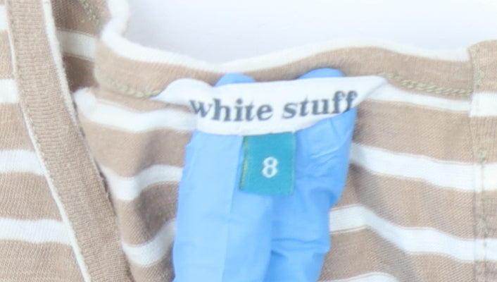 White Stuff Women's Beige Striped T-Shirt Size 8