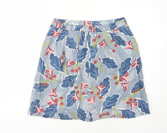 White Stuff Women's Floral Multicoloured Linen Skirt Size 14