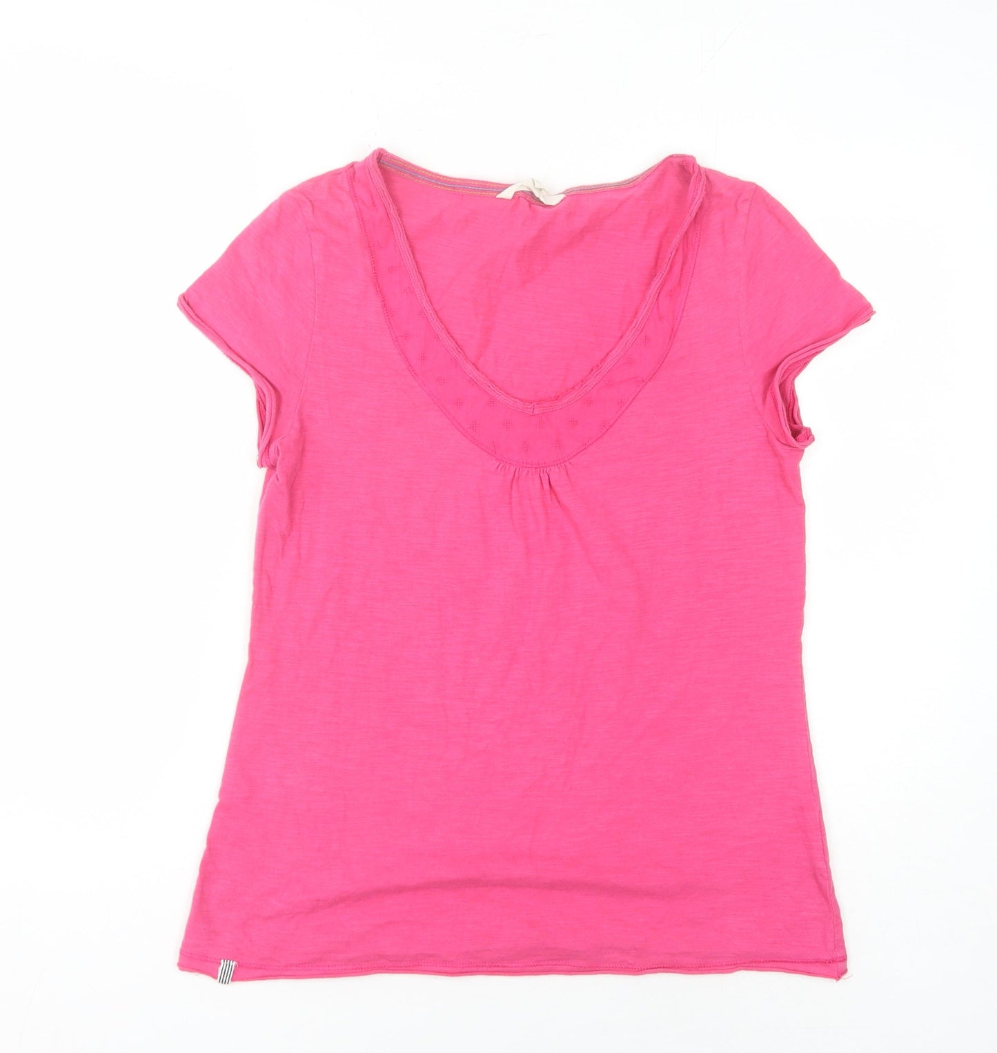 White Stuff Women's Pink Basic V-Neck T-Shirt Size 8
