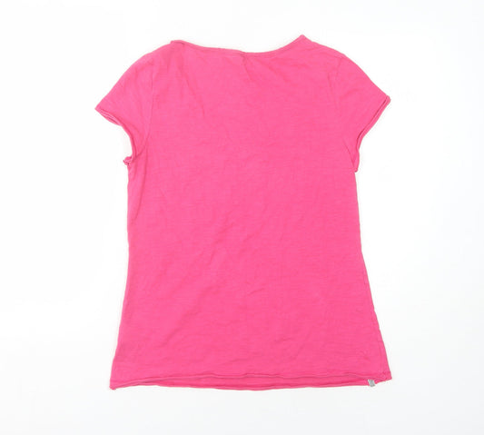 White Stuff Women's Pink Basic V-Neck T-Shirt Size 8