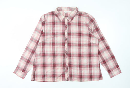 EWM Women's Pink Plaid Button-Up Shirt Size 22
