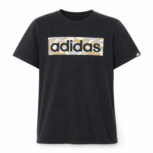 Adidas Boys Black Graphic T-Shirt, 11-12 Years, Crew Neck, Cotton