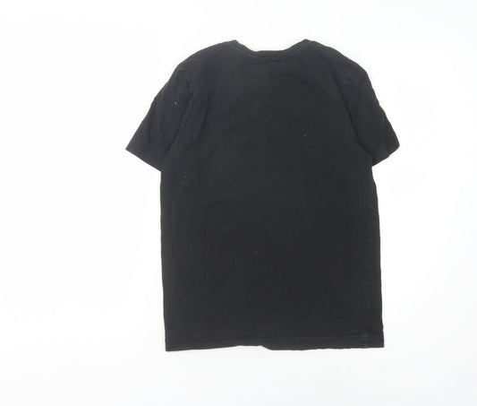 Adidas Boys Black Graphic T-Shirt, 11-12 Years, Crew Neck, Cotton